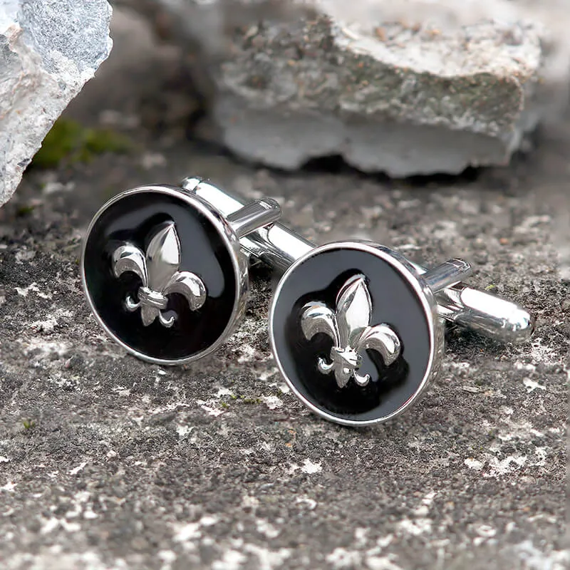 Iris Design Round Shaped Brass Cufflinks
