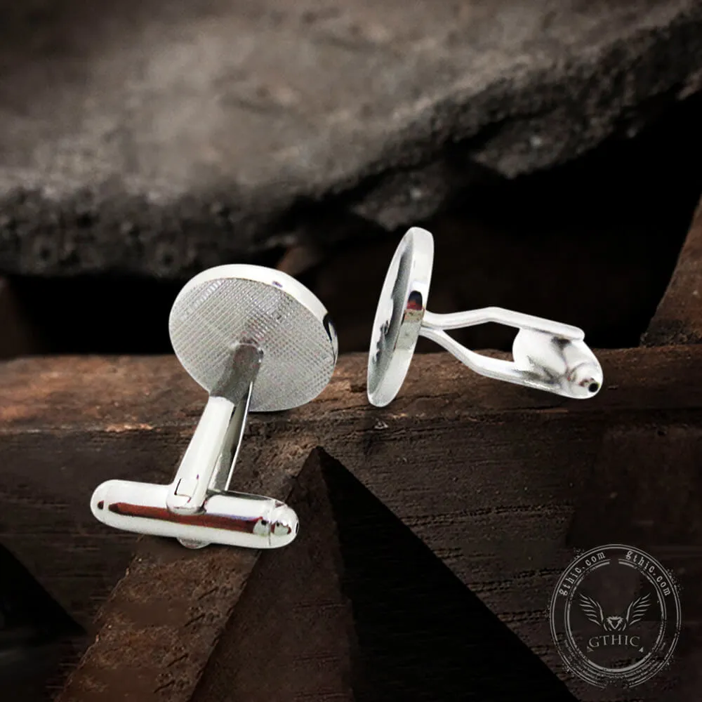 Iris Design Round Shaped Brass Cufflinks