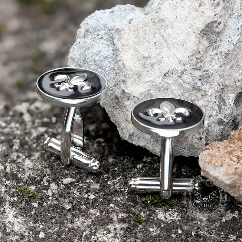 Iris Design Round Shaped Brass Cufflinks