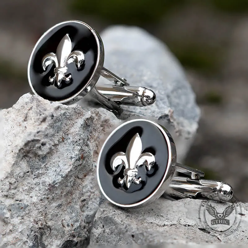 Iris Design Round Shaped Brass Cufflinks