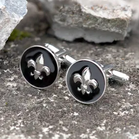 Iris Design Round Shaped Brass Cufflinks