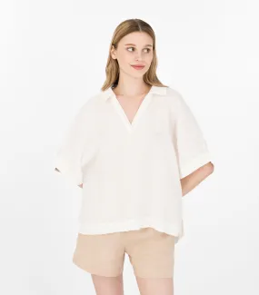 Ivory Linen Top White