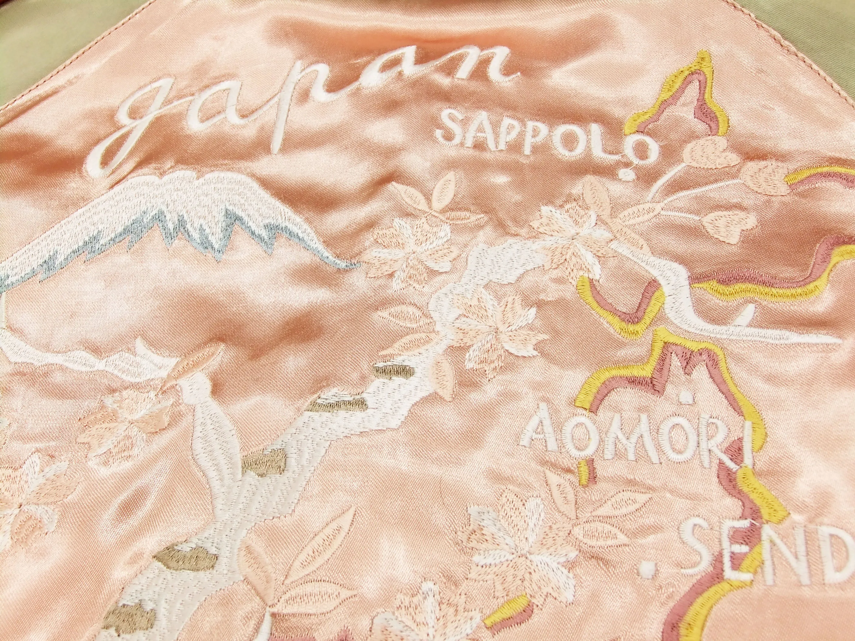 Japanesque Japanese Souvenir Jacket 3RSJ-029 Japan map Men's Sukajan Pink/Gold