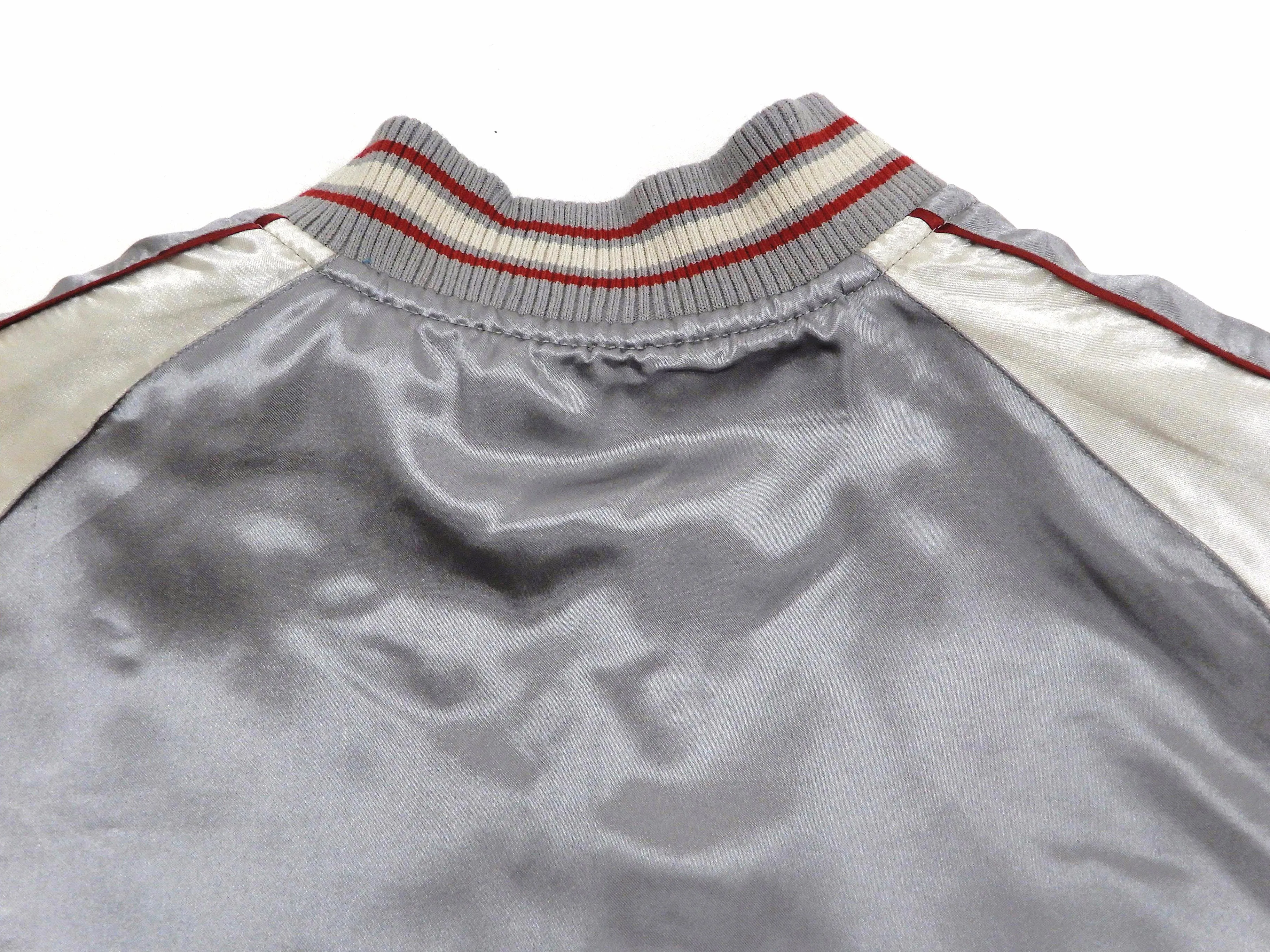 Japanesque Sukajan Jacket Men's Japanese Souvenir Jacket Weeping Cherry 3RSJ-753 Gray/Off