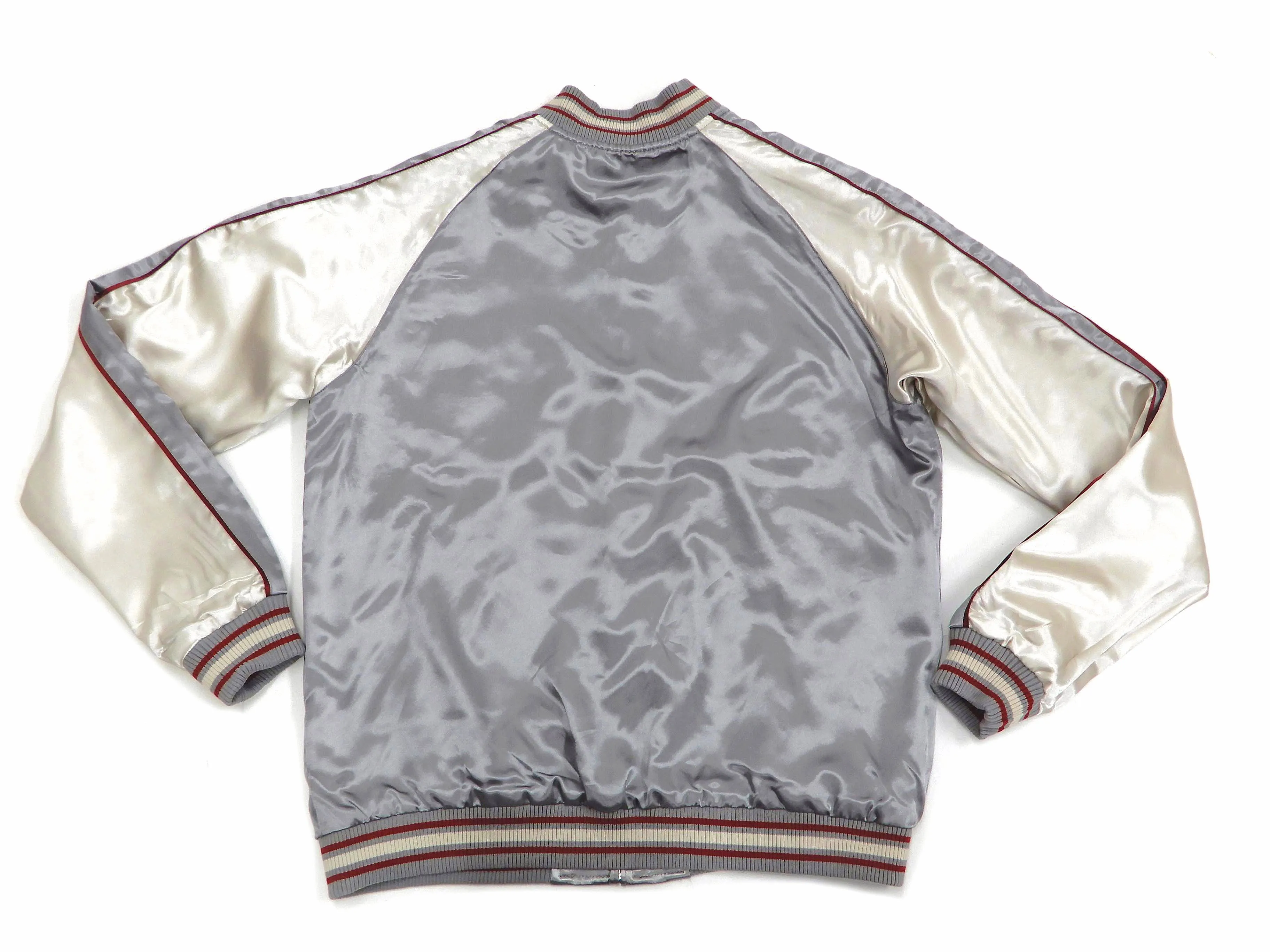 Japanesque Sukajan Jacket Men's Japanese Souvenir Jacket Weeping Cherry 3RSJ-753 Gray/Off
