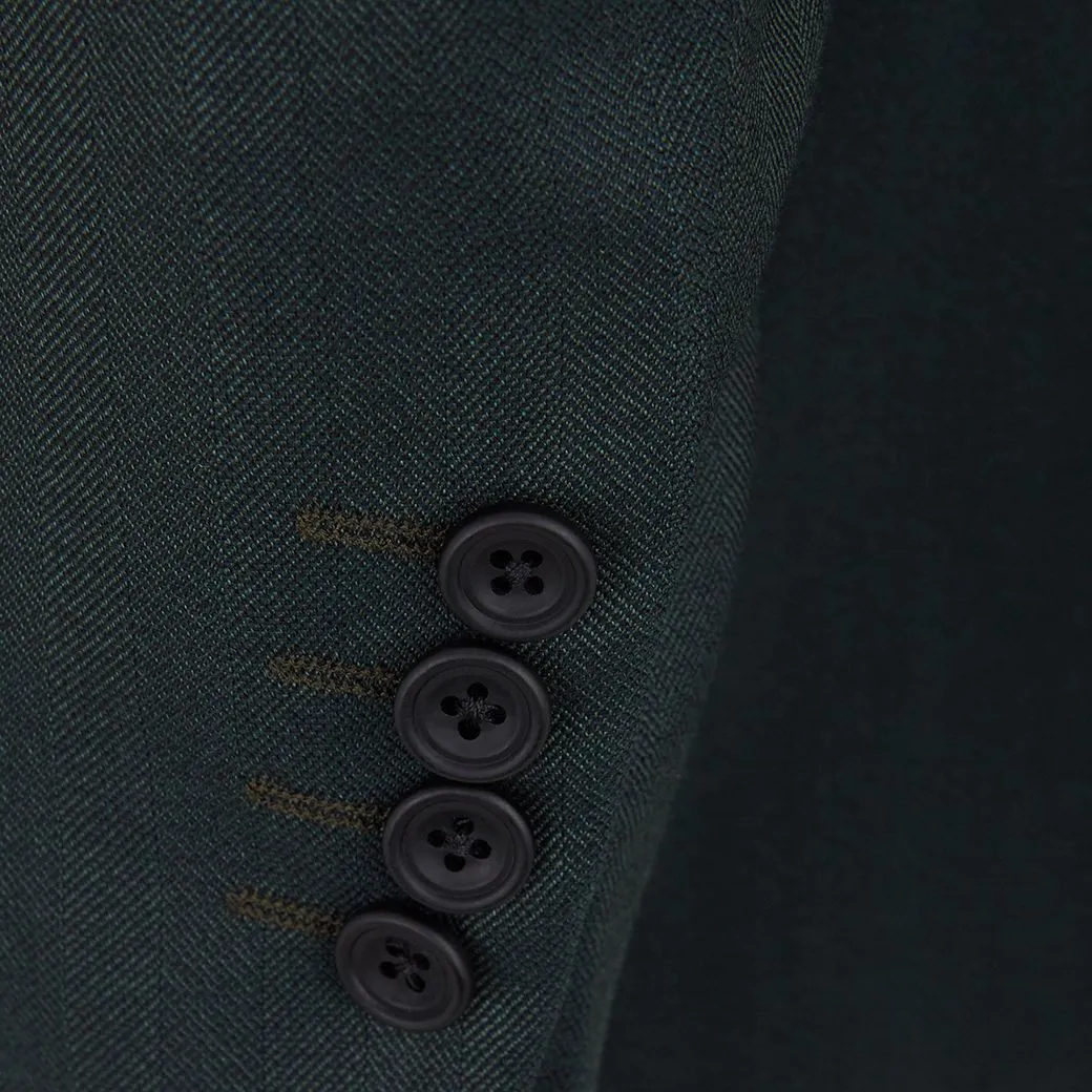 Kenwood Dark Green Herringbone Wool Suit