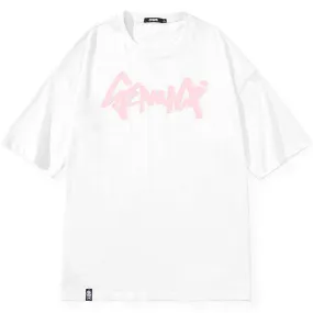 Letter Print Drop-Shoulder Sleeve Minimalist T-Shirt