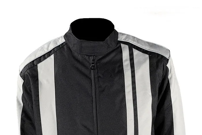 Light Textile Motorcycle Jacket w/ White Multi-Striped Design - Mens