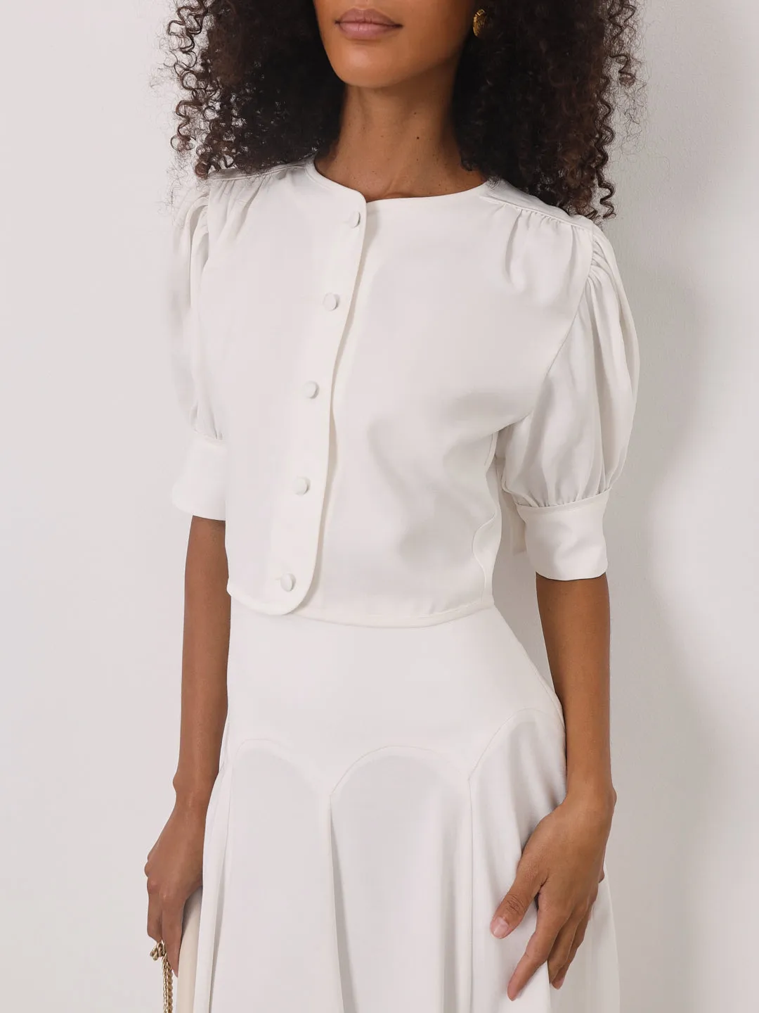 Lola Button Through Day Top | White