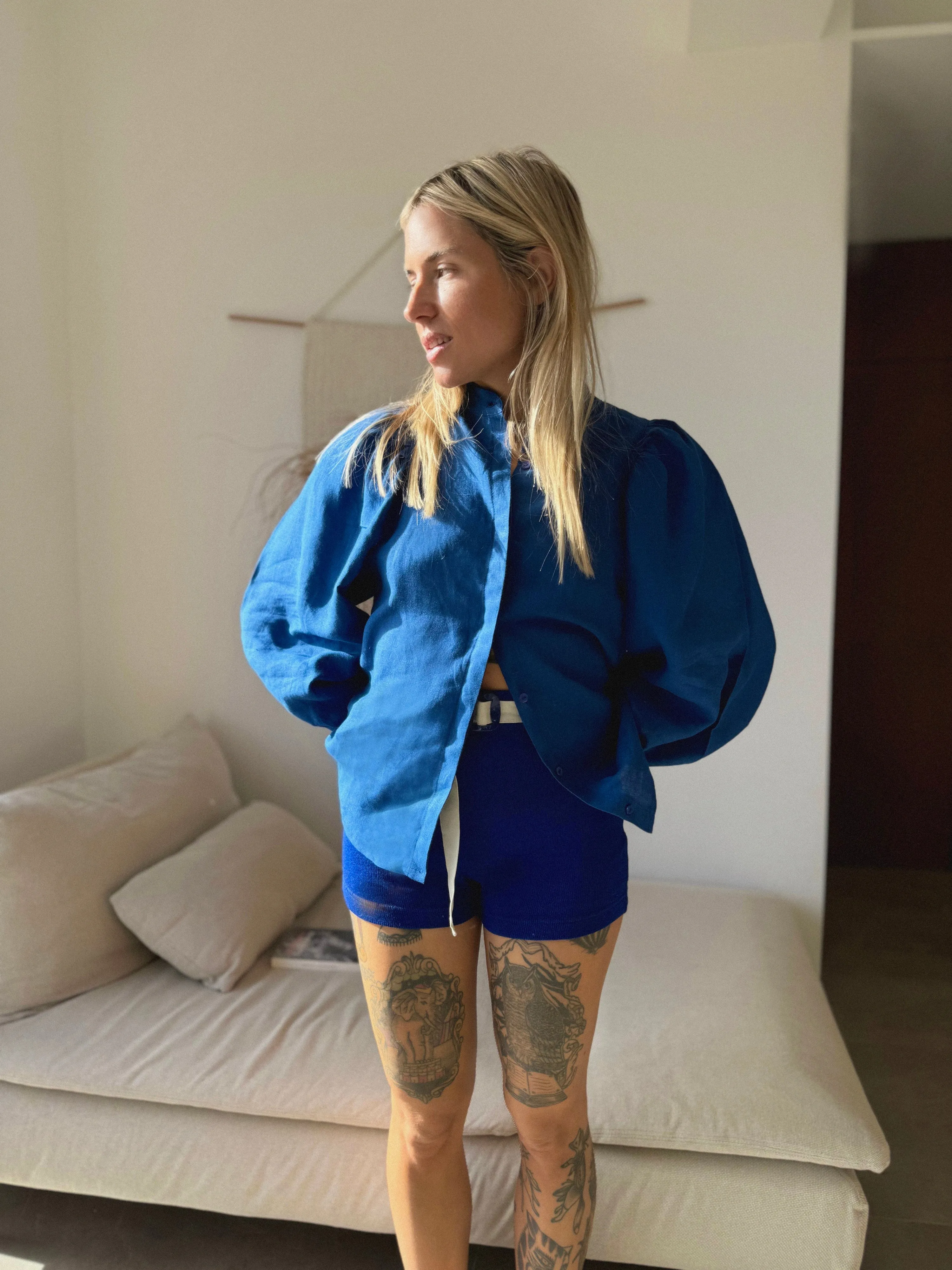 LOUISA Blouse royalblue linen
