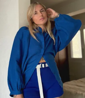 LOUISA Blouse royalblue linen