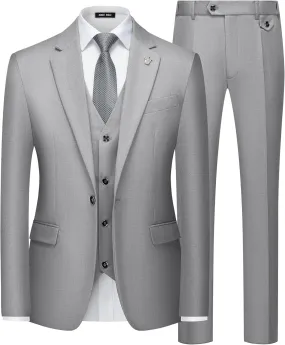 MAGE MALE Mens Suits Slim Fit 3 Piece Tuxedo Suit One Button Solid Prom Wedding Party Blazer Vest Pants Set with Tie
