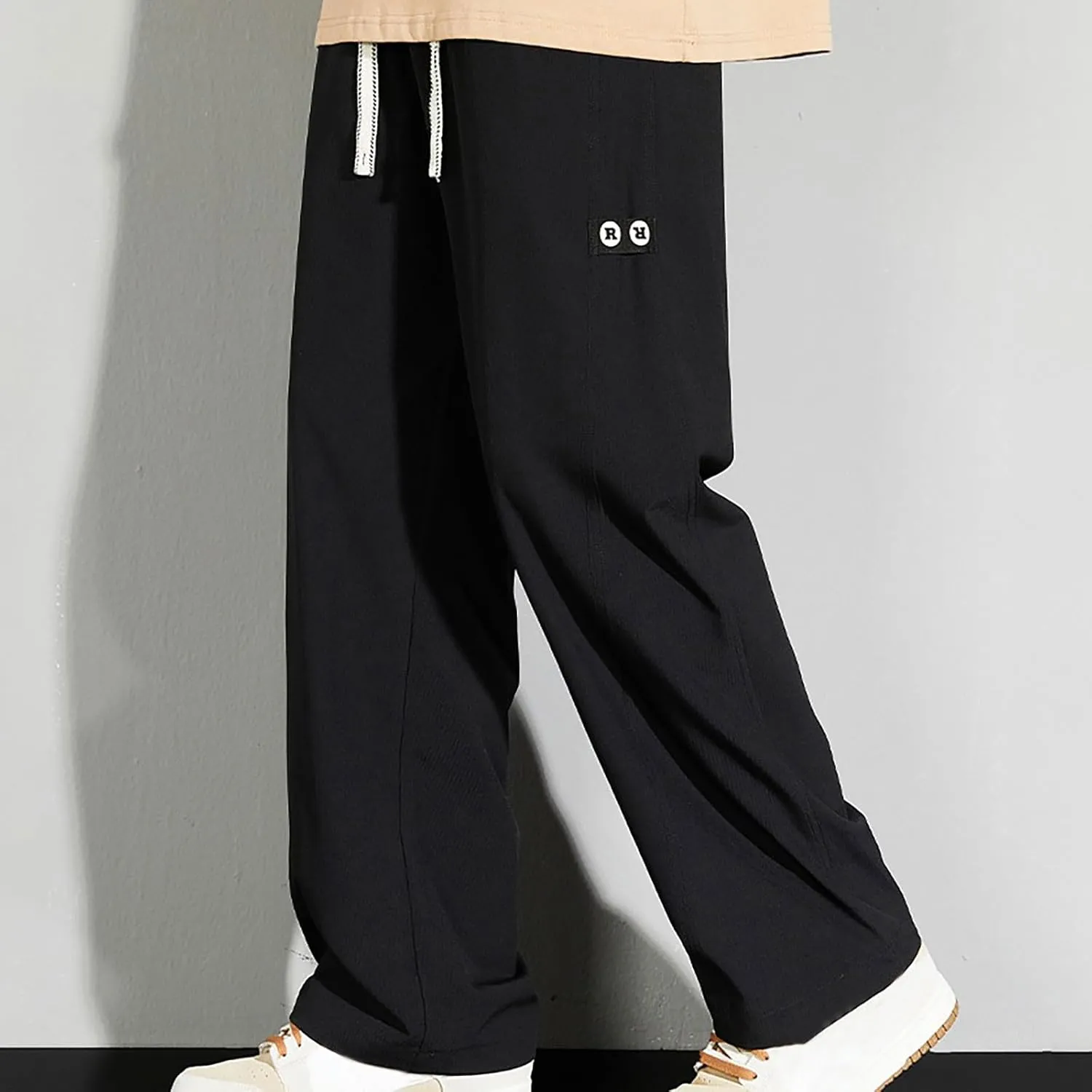 Mens Pants Casual Big and Tall Drawstring Elastic Waist Pant Loose Fit Lightweight Breathable Comfy Summer Beach Pant