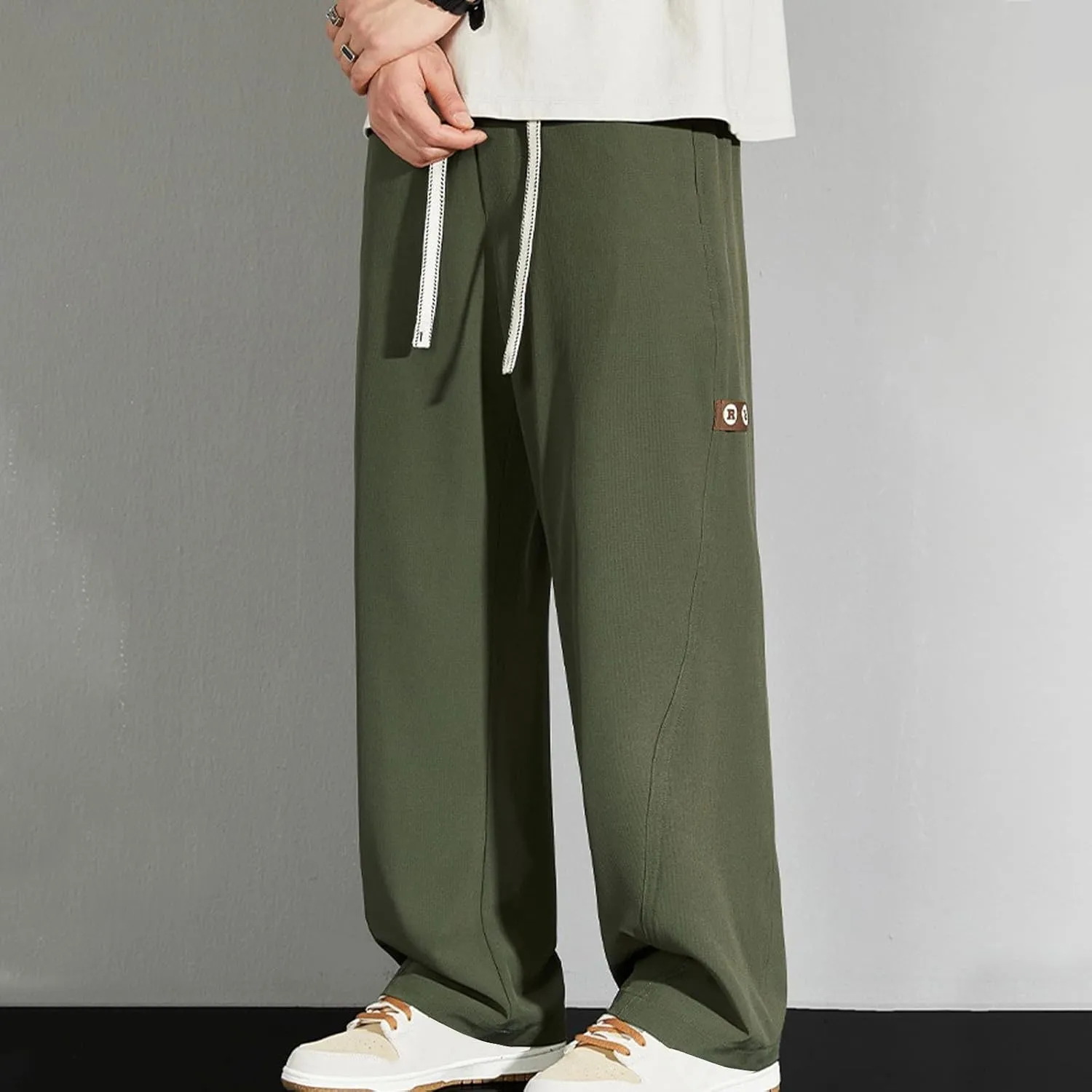 Mens Pants Casual Big and Tall Drawstring Elastic Waist Pant Loose Fit Lightweight Breathable Comfy Summer Beach Pant