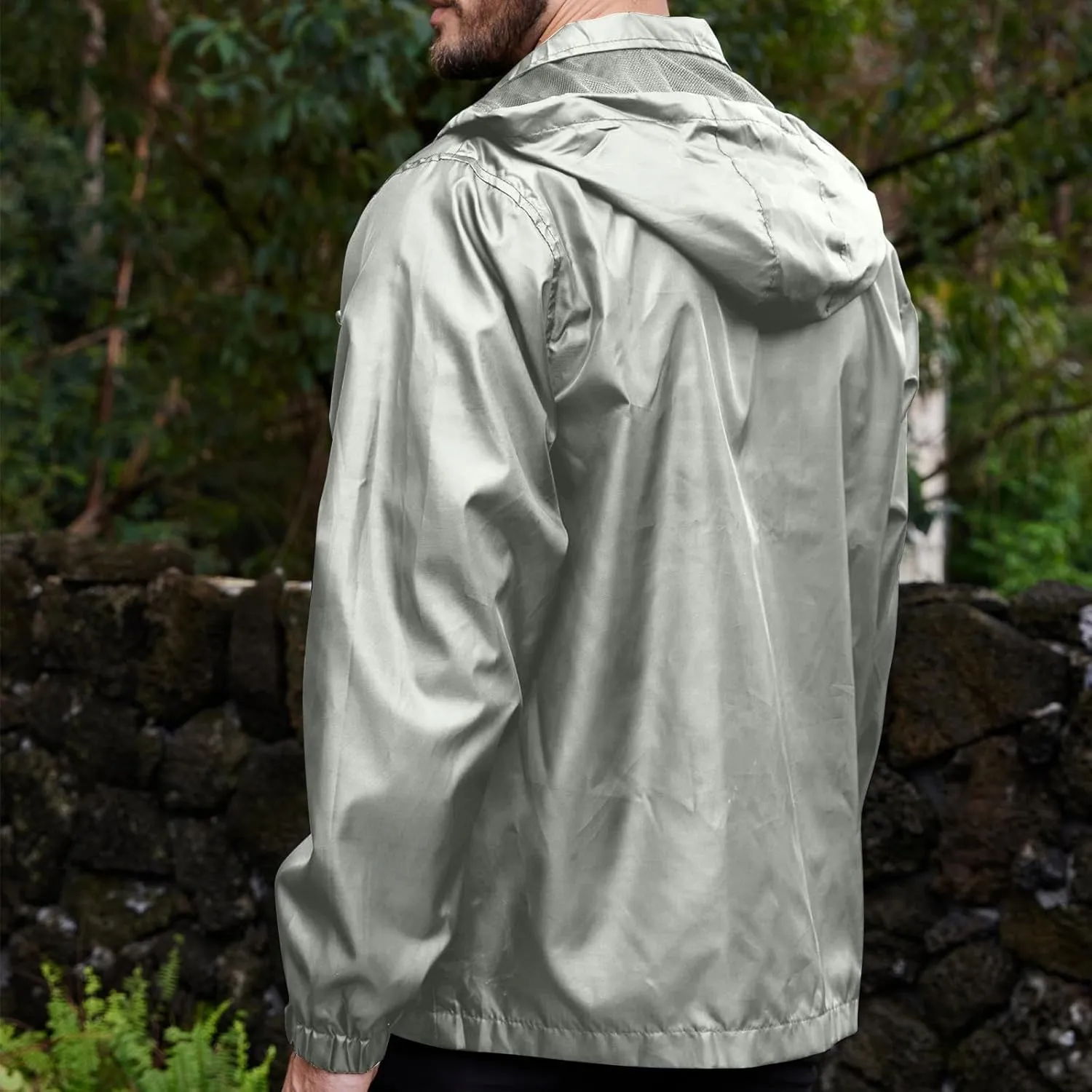 Men's Rain Jacket Running Golf Jackets Waterproof Breathable Raincoat with Hood Lightweight Windbreaker Hiking Jacket