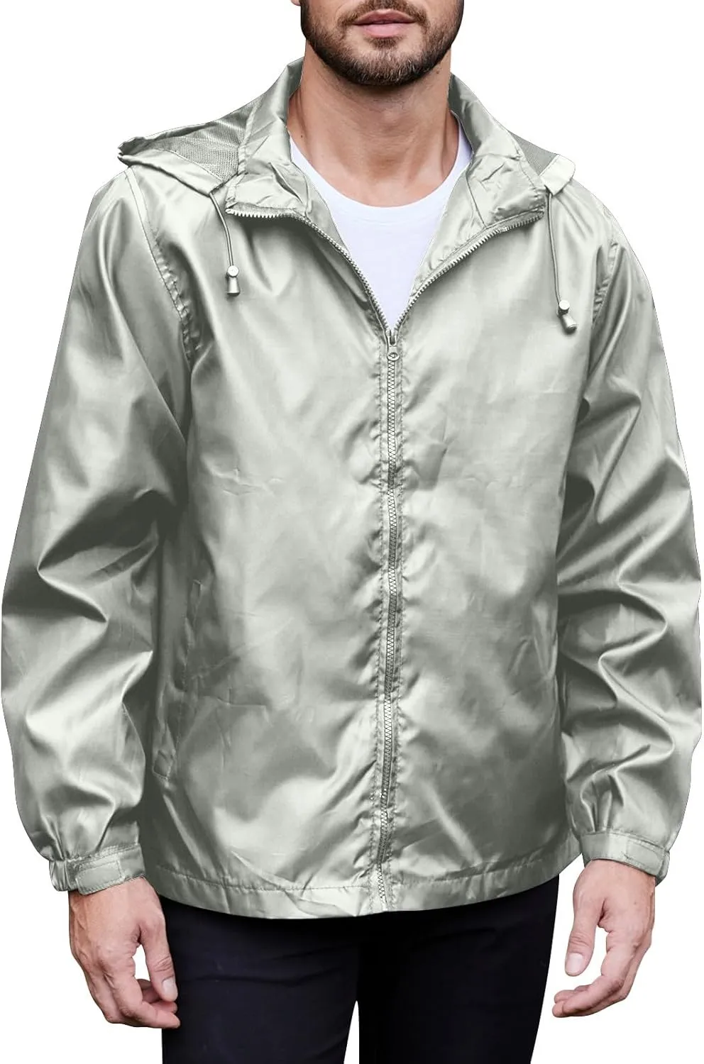 Men's Rain Jacket Running Golf Jackets Waterproof Breathable Raincoat with Hood Lightweight Windbreaker Hiking Jacket
