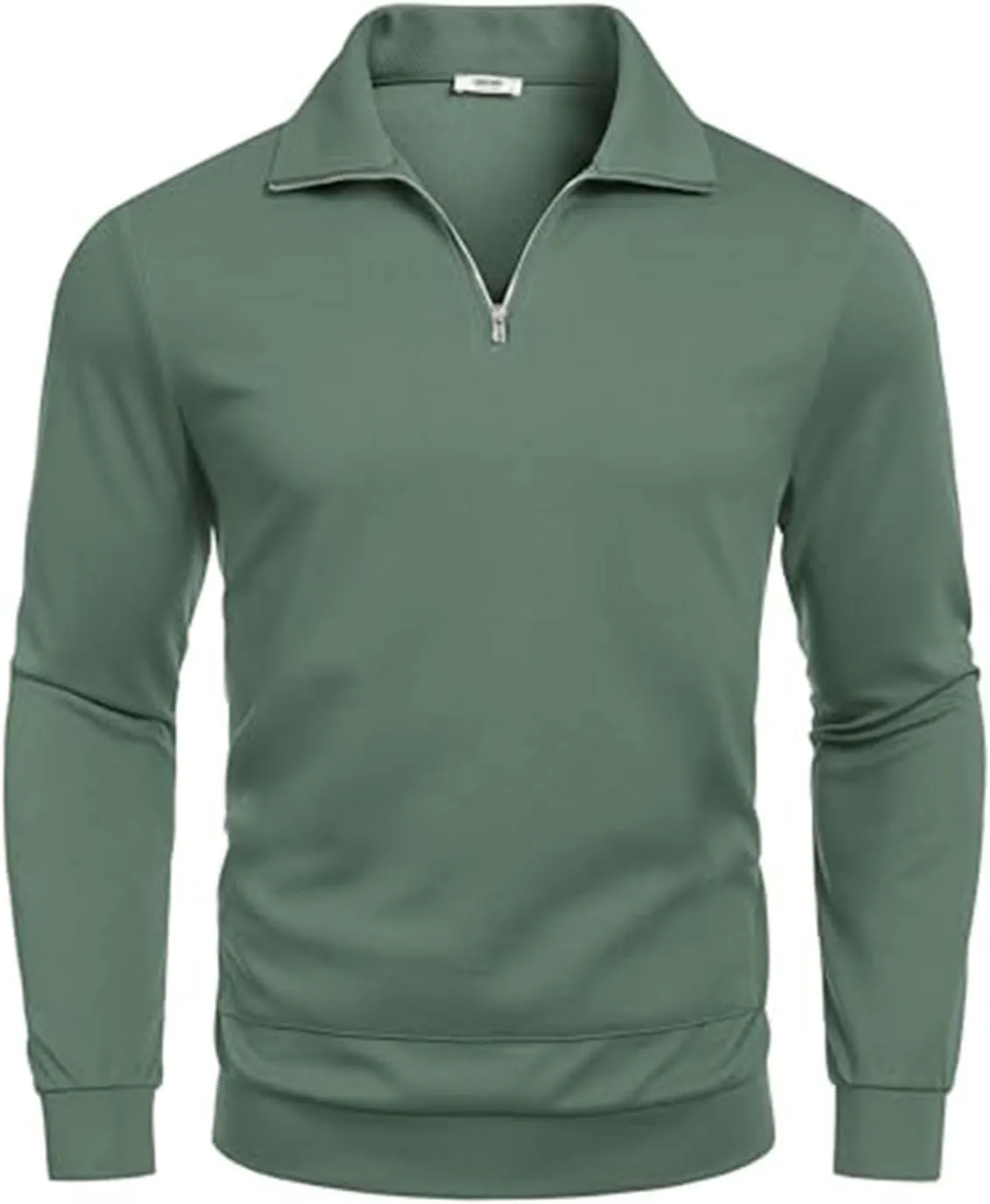 Men's Soft Sweaters Quarter Zip Pullover Sweatshirt Mock Neck Polo Sweater Casual Pullover Sweater with Ribbing Edge