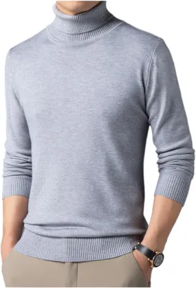 Men's Solid Color Premium Cashmere Sweater Winter Turtleneck Cashmere Sweater Soft Slim Fit Pullover Top