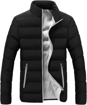 Men's Sports Down Jackets Solid Windproof Quilted Puffer Coat Winter Warm Light Insulated Puffer Jacket for Men