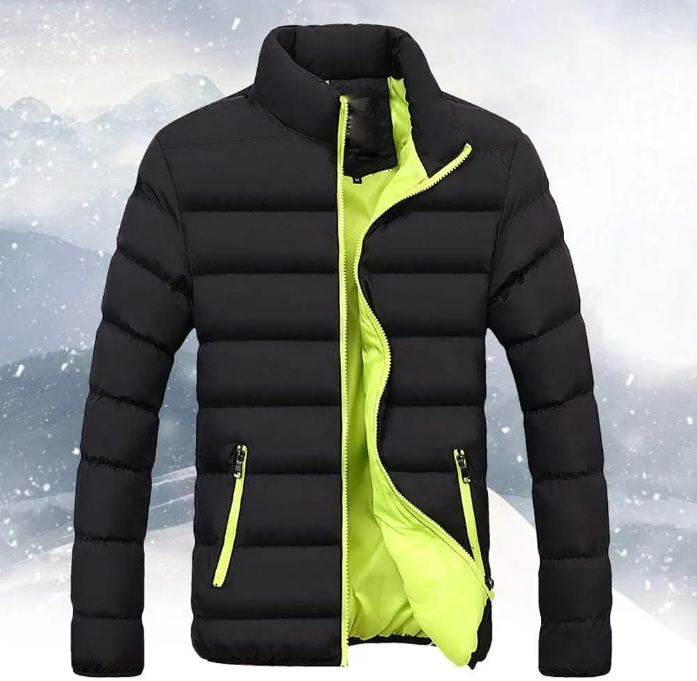 Men's Sports Down Jackets Solid Windproof Quilted Puffer Coat Winter Warm Light Insulated Puffer Jacket for Men