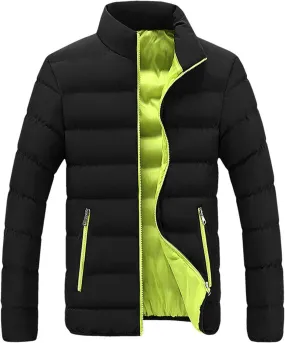 Men's Sports Down Jackets Solid Windproof Quilted Puffer Coat Winter Warm Light Insulated Puffer Jacket for Men