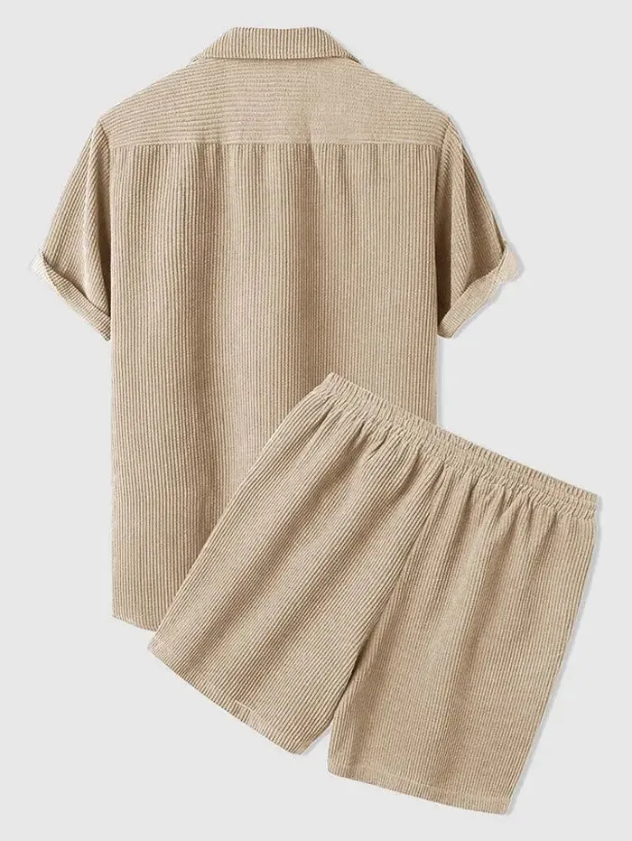 Minimalist Corduroy Set Shorts and Shirt - Cross & Crown