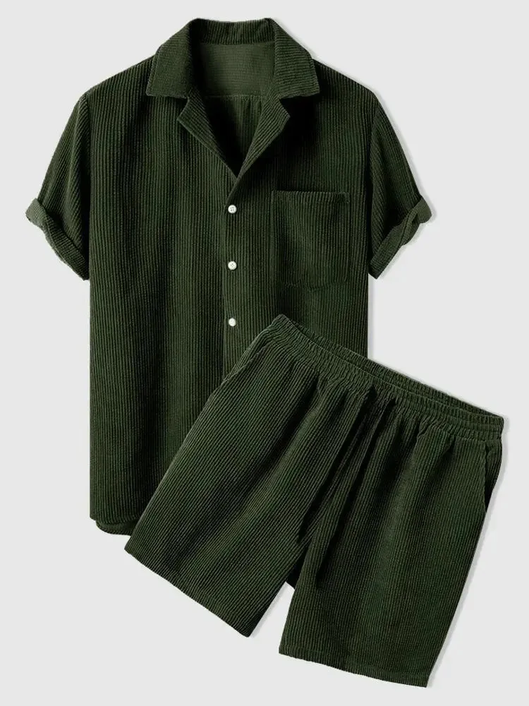 Minimalist Corduroy Set Shorts and Shirt - Cross & Crown
