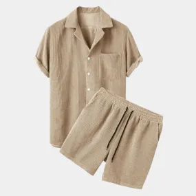 Minimalist Corduroy Set Shorts and Shirt - Cross & Crown