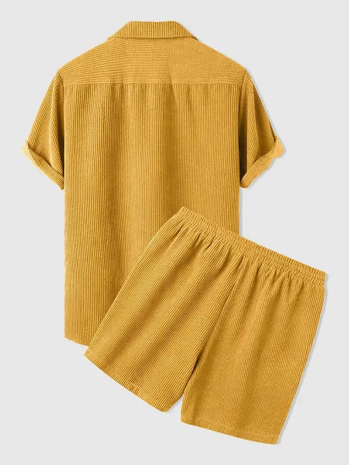 Minimalist Corduroy Set Shorts and Shirt - Cross & Crown