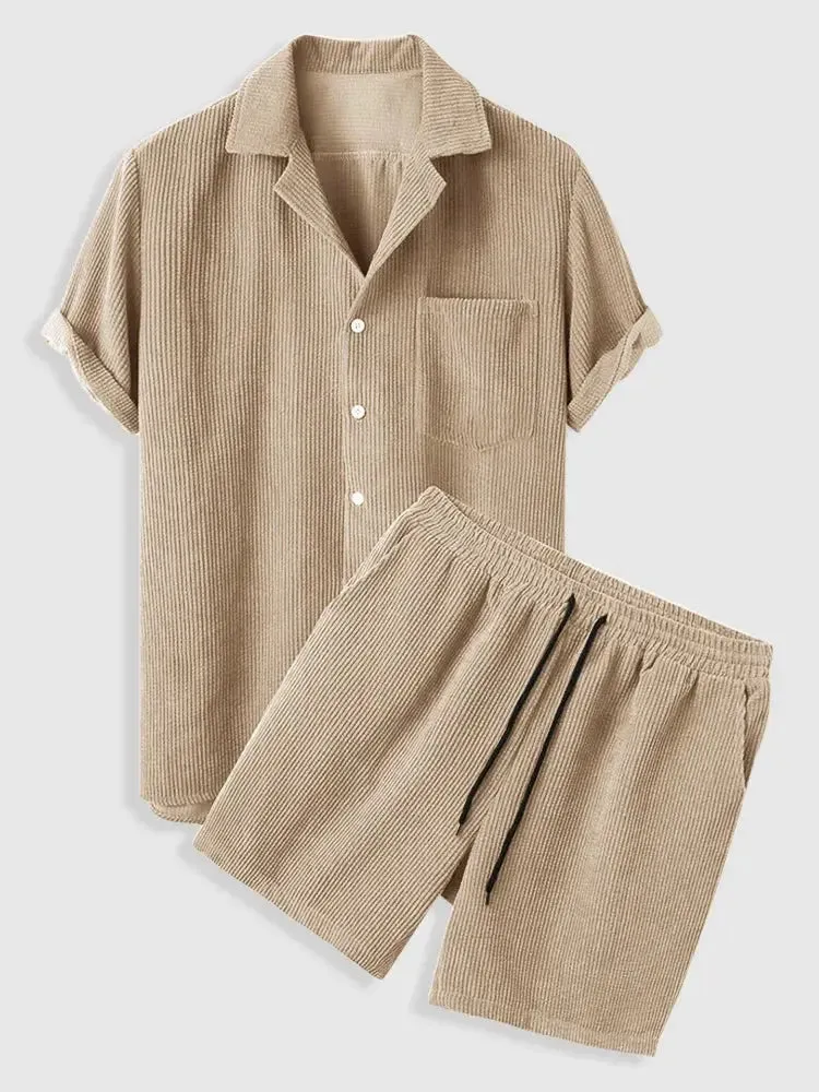 Minimalist Corduroy Set Shorts and Shirt - Cross & Crown