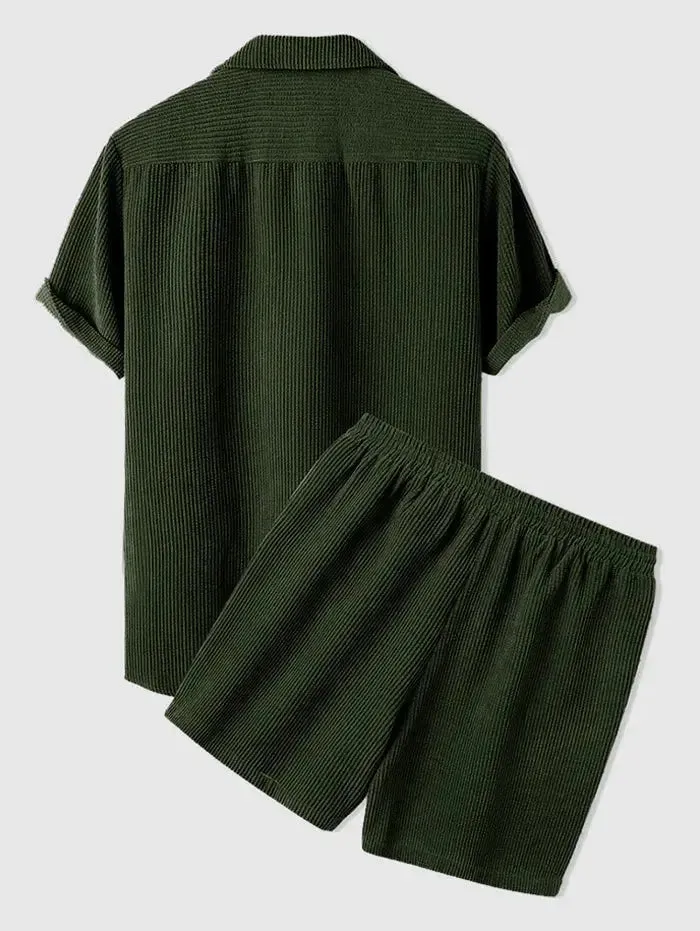 Minimalist Corduroy Set Shorts and Shirt - Cross & Crown