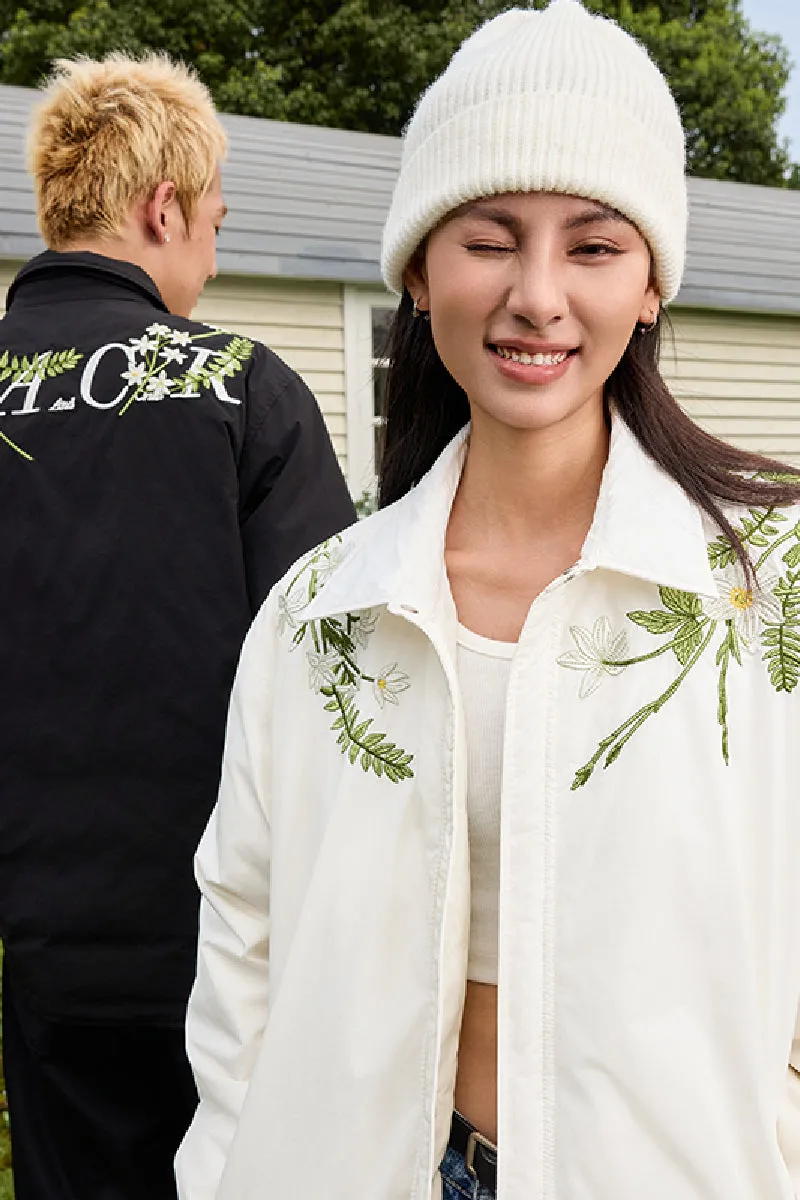 Minimalist Floral Embroidered Down Shirt