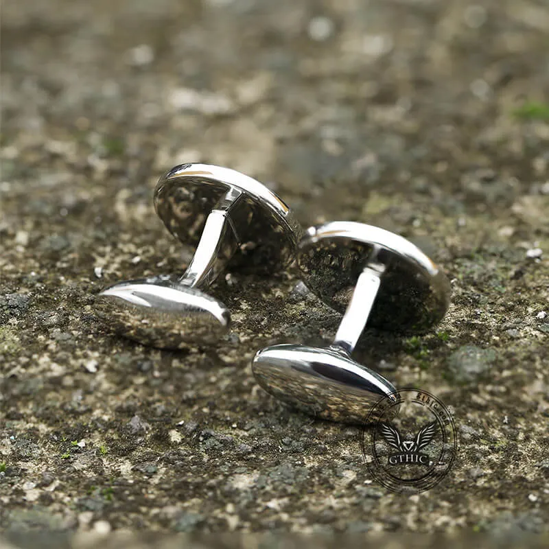 Minimalist Round Onyx Men's Suit Brass Cufflinks