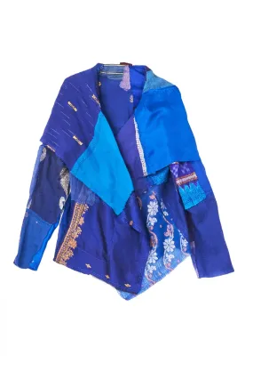 MOSAIC TILE PATCH KANTHA HOODED JKT - mt1042-blu -