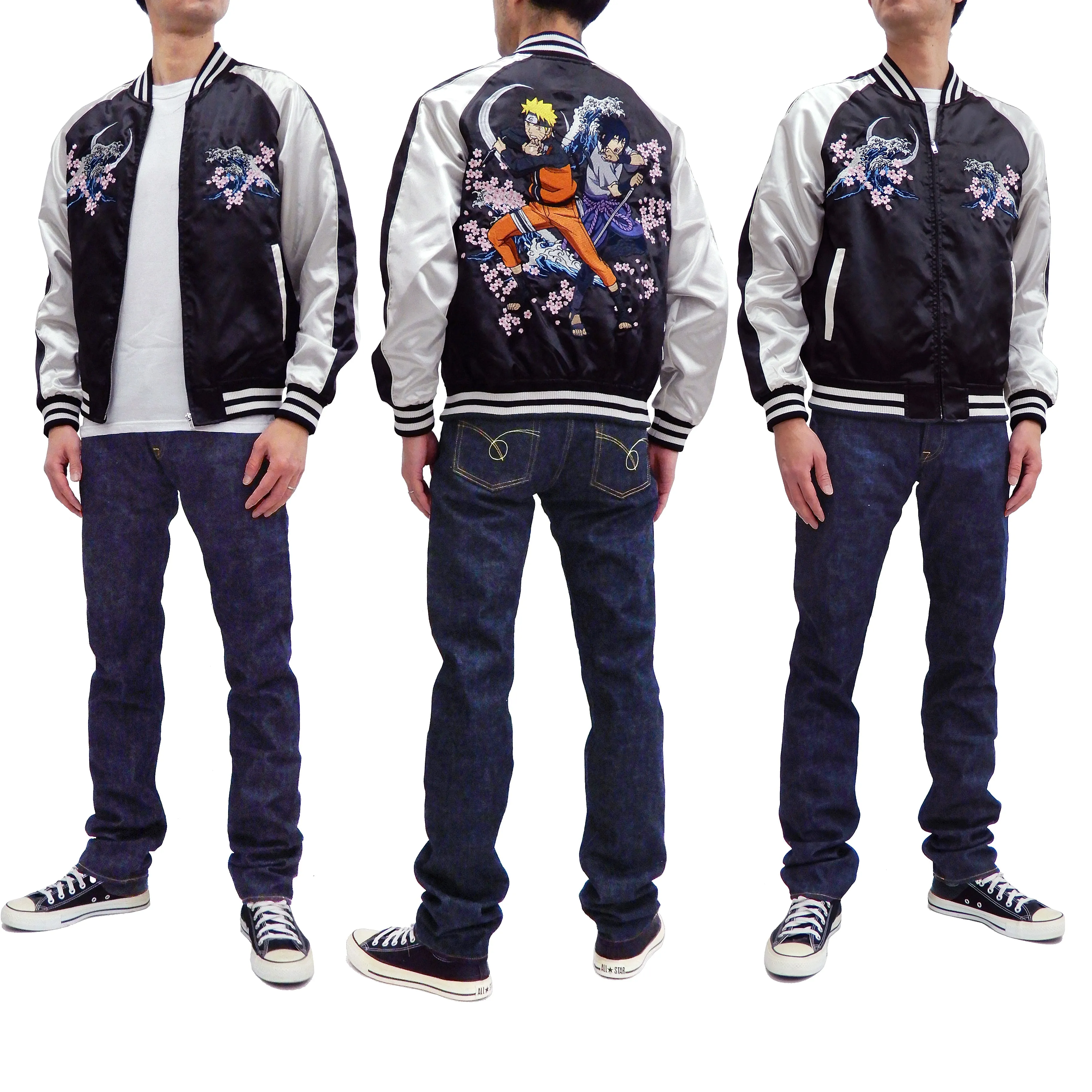 Naruto Jacket Men's Naruto Shippuden Japanese Souvenir Jacket Sukajan 9001821 Black