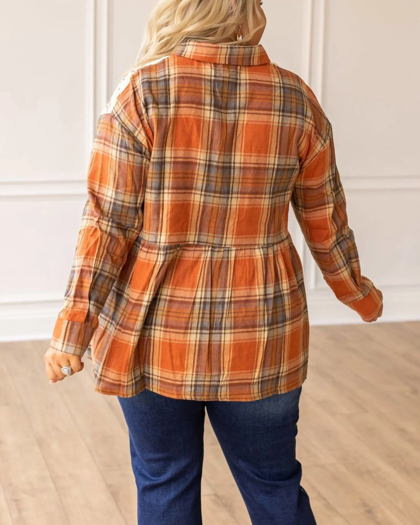 Natural Beauty Long Sleeve Button Top in Floral & Plaid | Floral & Plaid