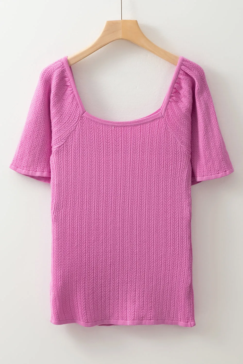 Phalaenopsis Textured Square Neck Flounce Sleeve Top