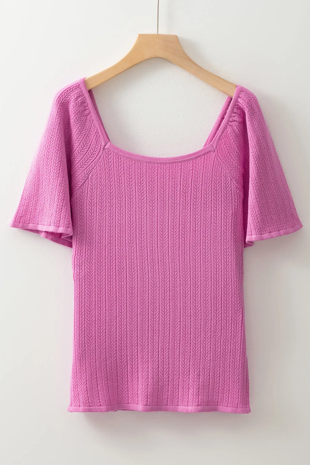 Phalaenopsis Textured Square Neck Flounce Sleeve Top
