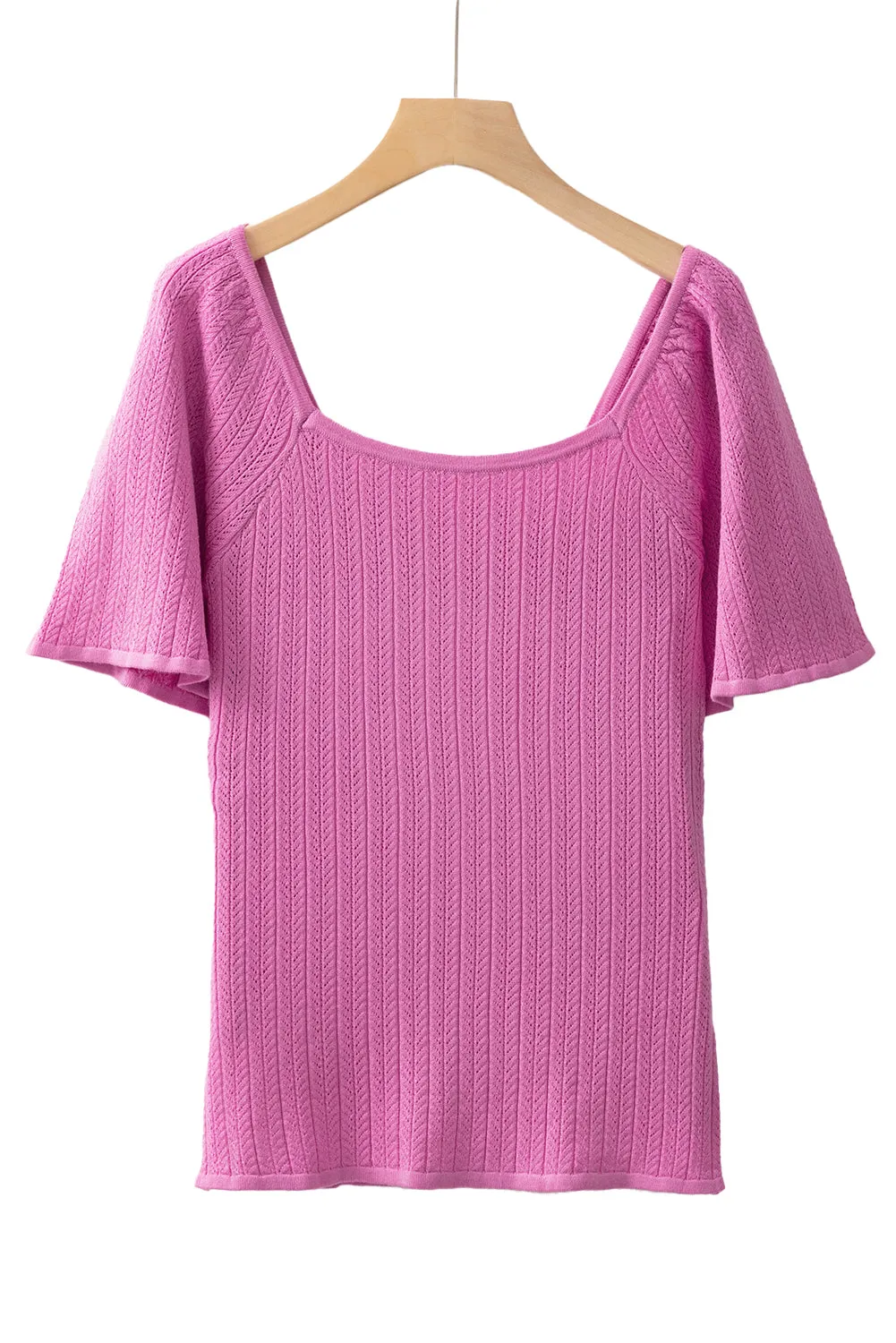 Phalaenopsis Textured Square Neck Flounce Sleeve Top