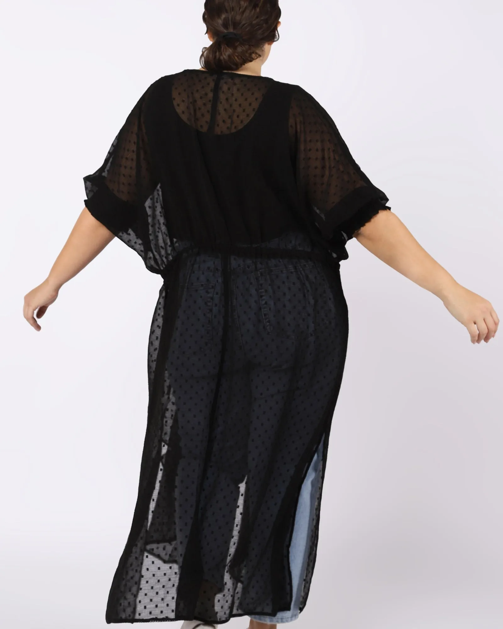 Priya Swiss Dot Kimono | Black