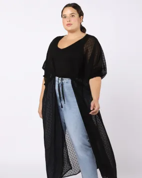 Priya Swiss Dot Kimono | Black