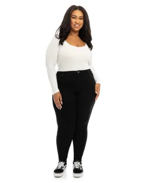 Shannon Double Button Skinny Jean | Black
