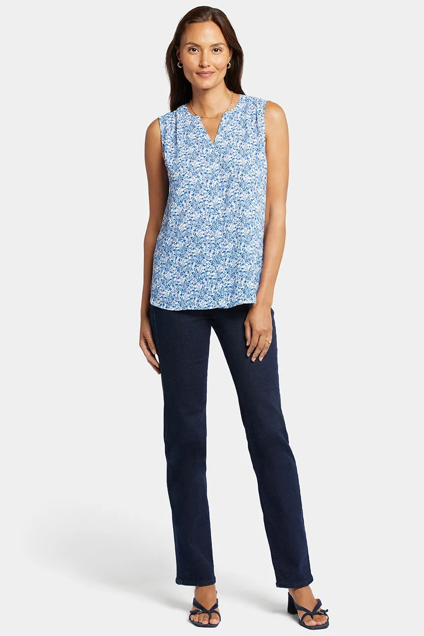 Sleeveless Pintuck Blouse Floral Print | Olenia