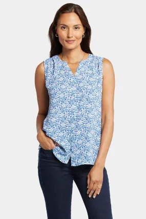 Sleeveless Pintuck Blouse Floral Print | Olenia