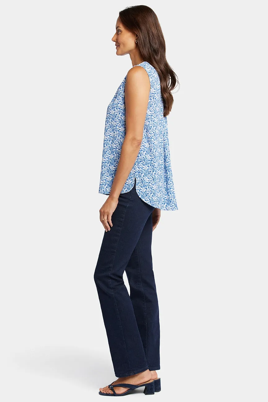 Sleeveless Pintuck Blouse Floral Print | Olenia