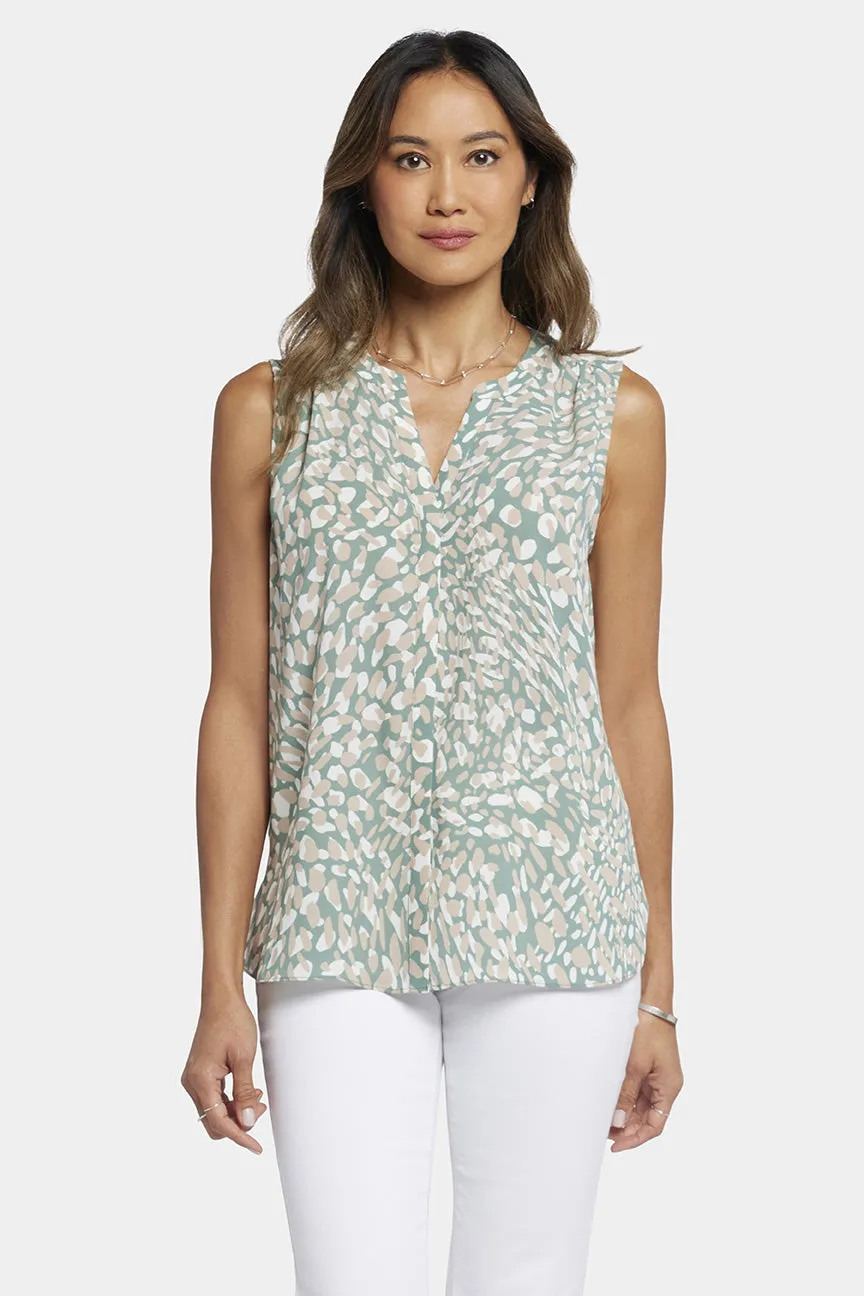 Sleeveless Pintuck Blouse Graphic Print | Endless Sea