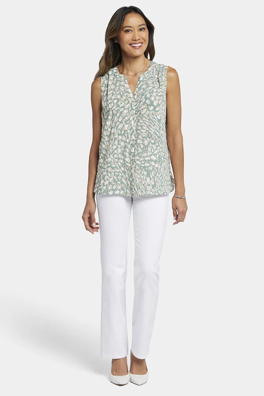 Sleeveless Pintuck Blouse Graphic Print | Endless Sea