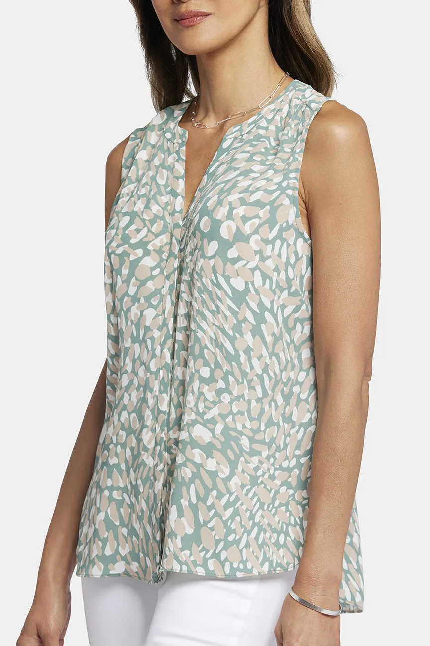 Sleeveless Pintuck Blouse Graphic Print | Endless Sea