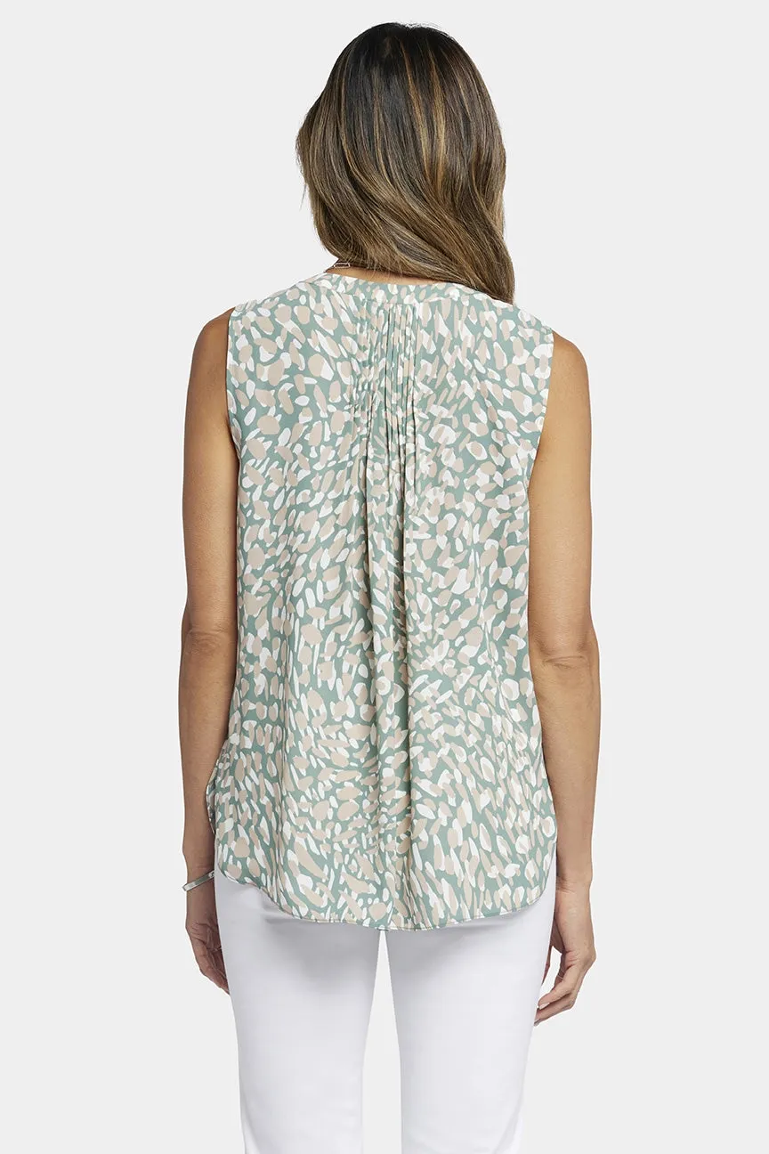 Sleeveless Pintuck Blouse Graphic Print | Endless Sea