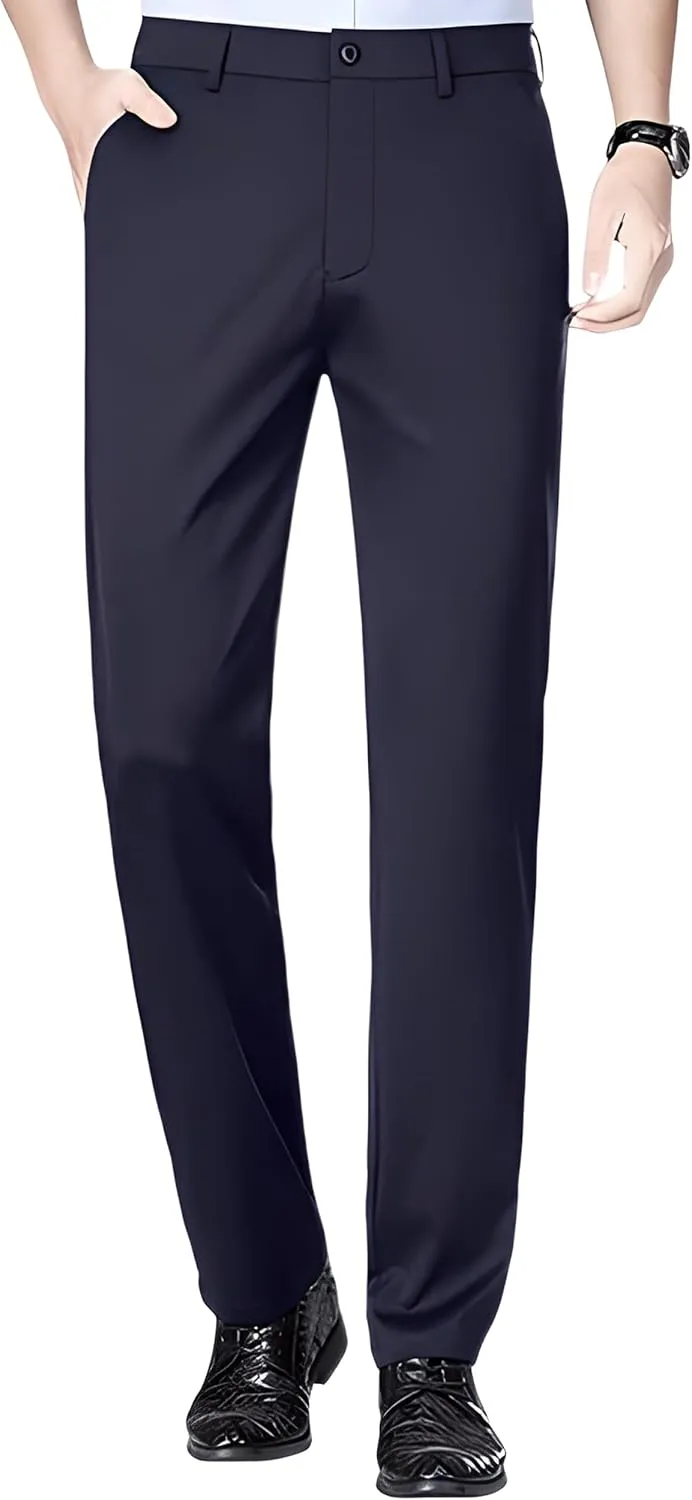 Slimastrouser Mens Stretch Dress Pants, Classic Fit Flat Front Pants Casual Mens Lightweight Golf Work Suit Pants (US, Waist Inseam, 40, 31, Blue)